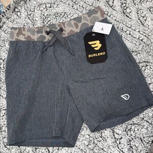 BURLEBO Charcoal Shorts with Camouflage Waistband